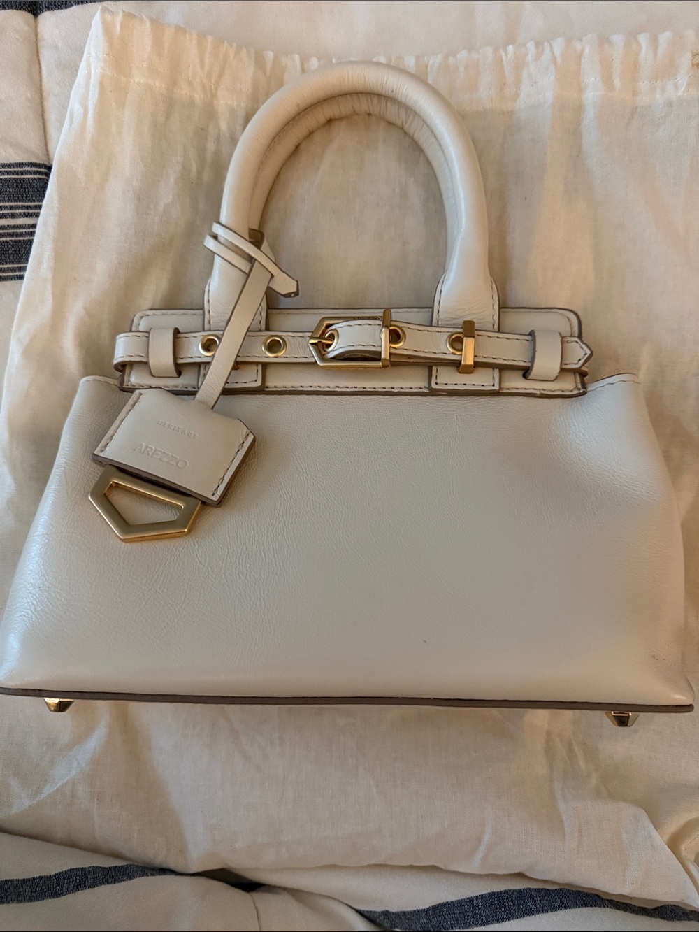 Dolce Vita Cream Leather Top-Handle Satchel